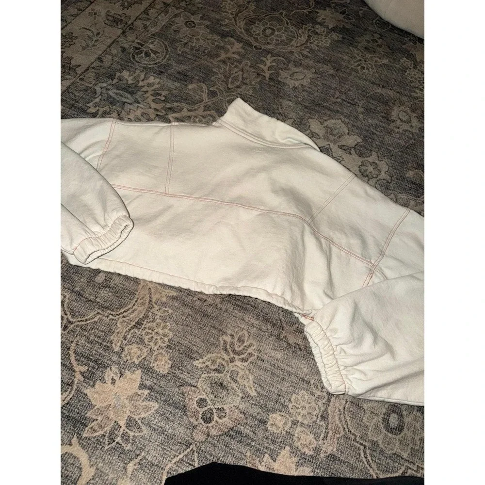 Out From Under Cropped Sweatshirt White Orange Contrast Stitching